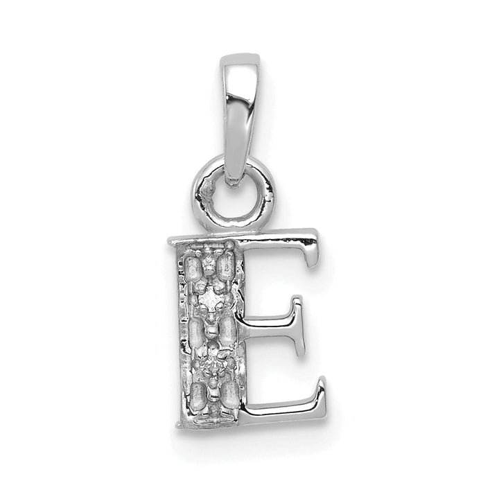 Lovely Rita's Pendants & Charms 14K White Gold Small 0.01CT Diamond Letter E Initial Block Pendant