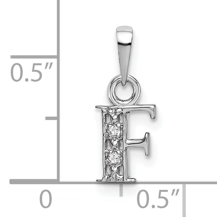 Lovely Rita's Pendants & Charms 14K White Gold Small 0.01CT Diamond Letter F Initial Block Pendant