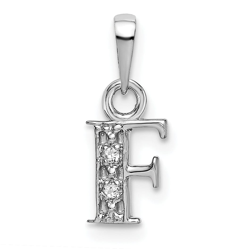 Lovely Rita's Pendants & Charms 14K White Gold Small 0.01CT Diamond Letter F Initial Block Pendant