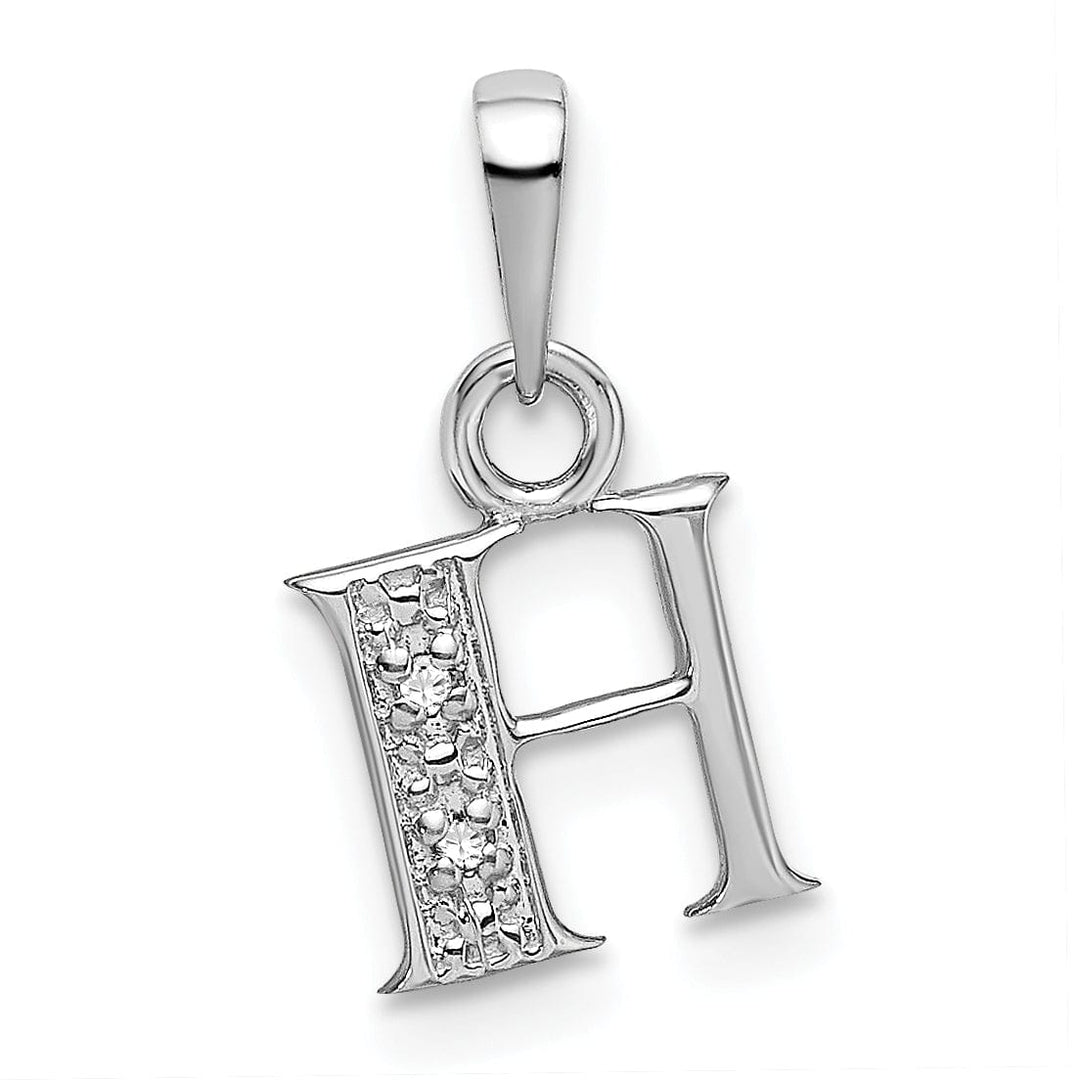 Lovely Rita's Pendants & Charms 14K White Gold Small 0.01CT Diamond Letter H Initial Block Pendant