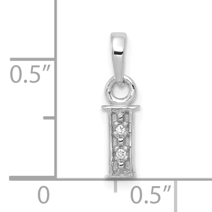 Lovely Rita's Pendants & Charms 14K White Gold Small 0.01CT Diamond Letter I Initial Block Pendant