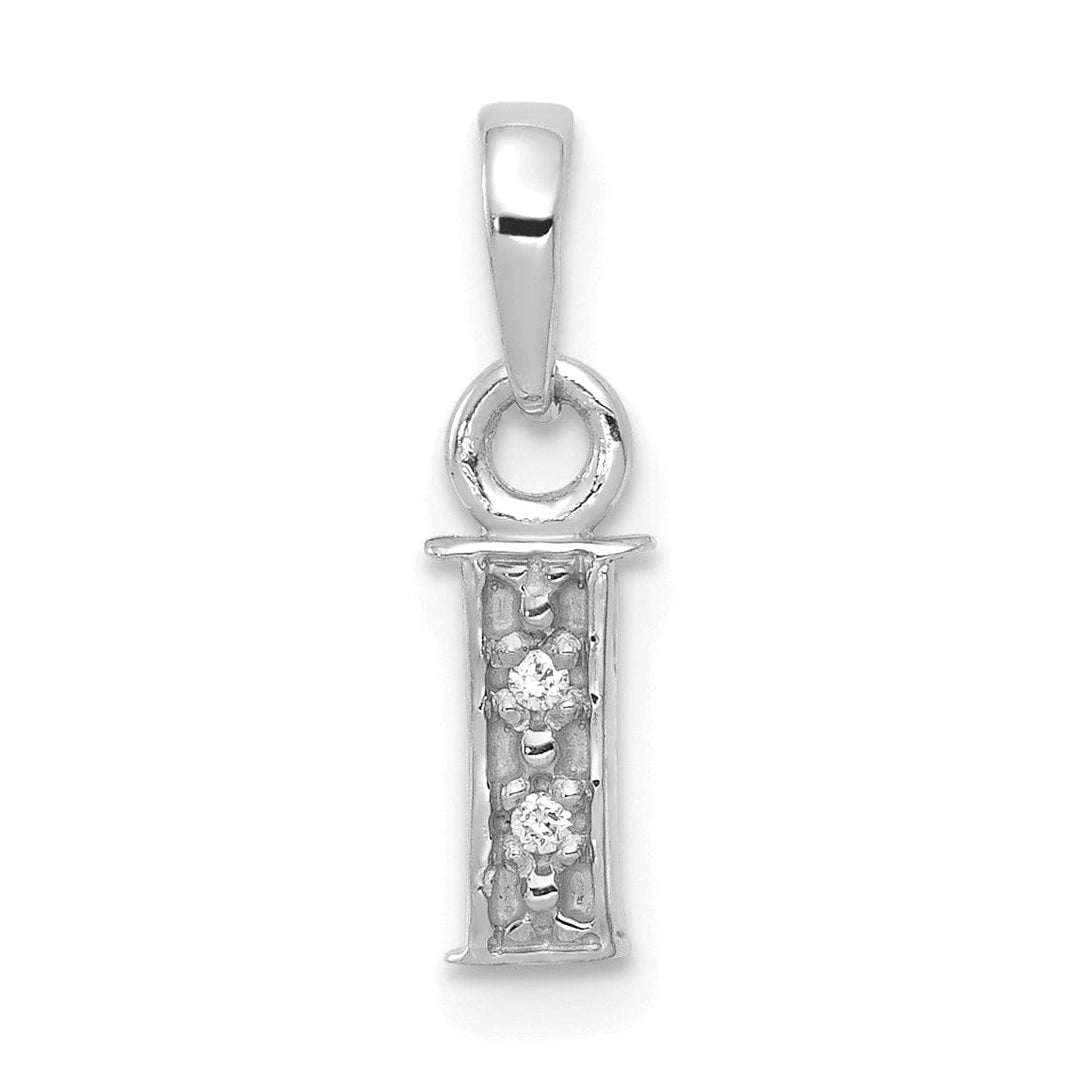 Lovely Rita's Pendants & Charms 14K White Gold Small 0.01CT Diamond Letter I Initial Block Pendant