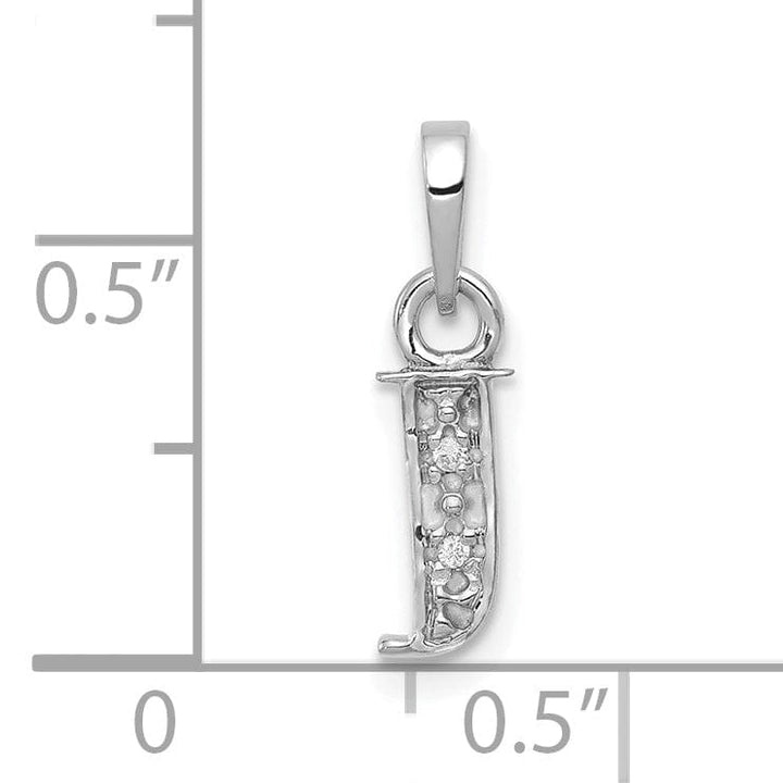 Lovely Rita's Pendants & Charms 14K White Gold Small 0.01CT Diamond Letter J Initial Block Pendant