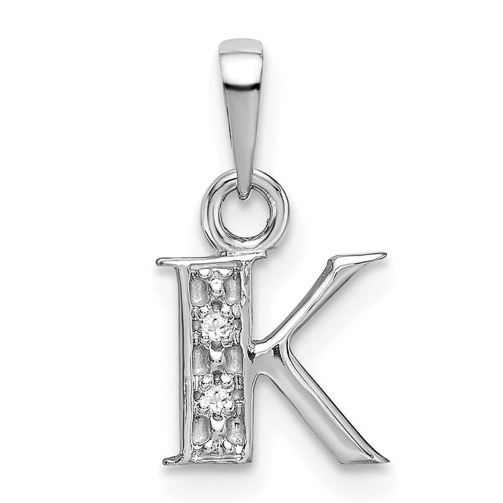Lovely Rita's Pendants & Charms 14K White Gold Small 0.01CT Diamond Letter K Initial Block Pendant