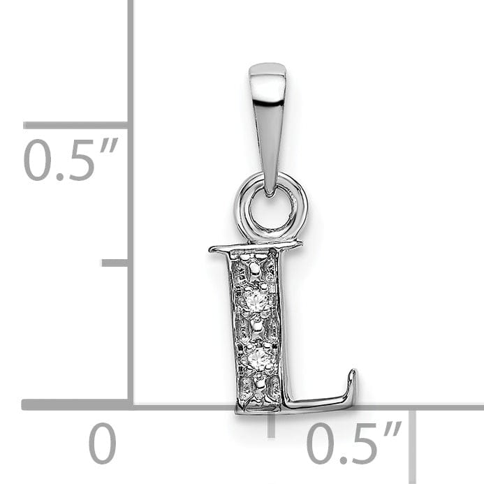 Lovely Rita's Pendants & Charms 14K White Gold Small 0.01CT Diamond Letter L Initial Block Pendant