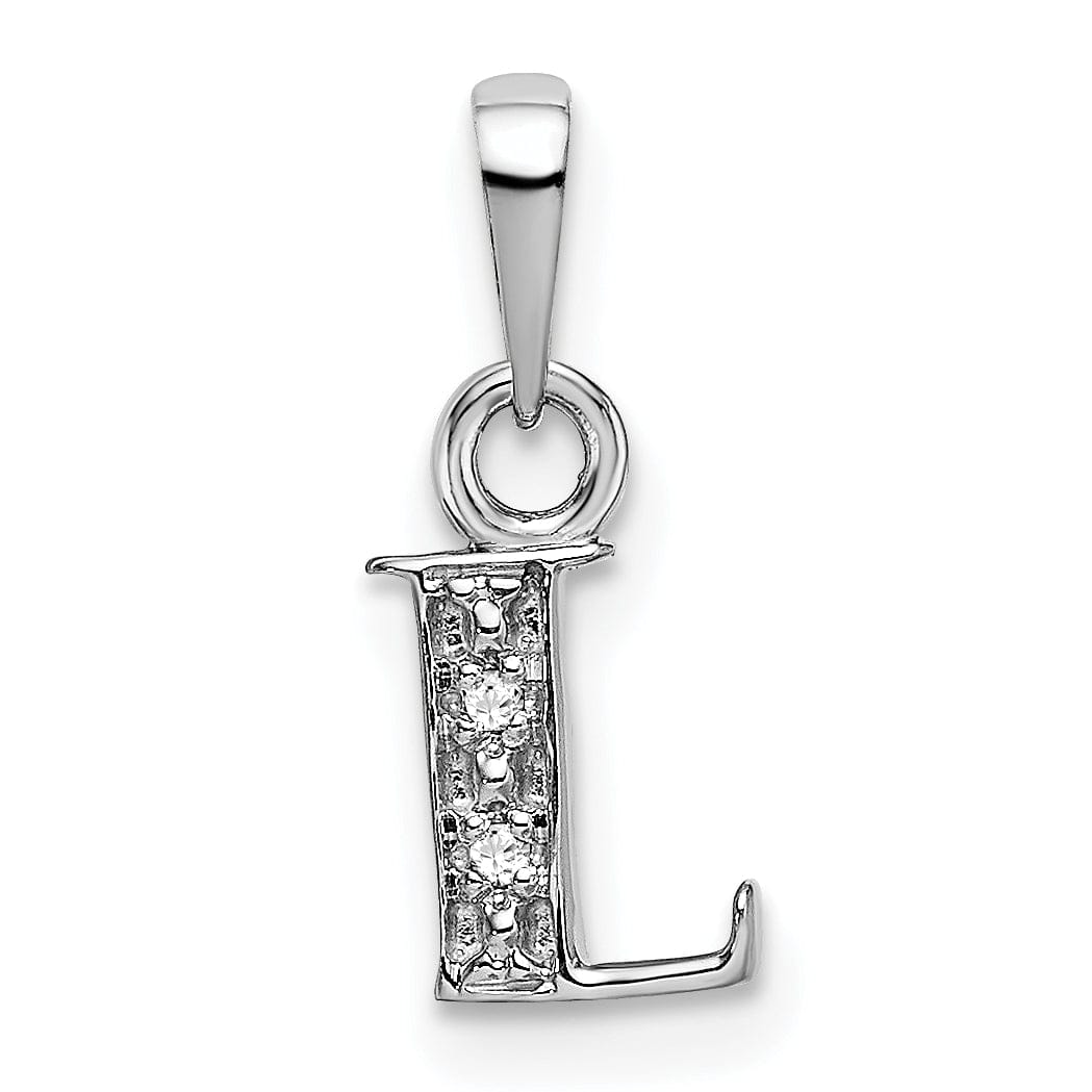 Lovely Rita's Pendants & Charms 14K White Gold Small 0.01CT Diamond Letter L Initial Block Pendant