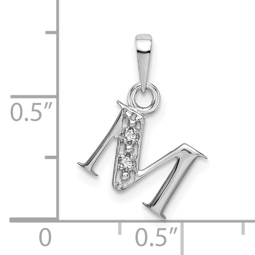 Lovely Rita's Pendants & Charms 14K White Gold Small 0.01CT Diamond Letter M Initial Block Pendant