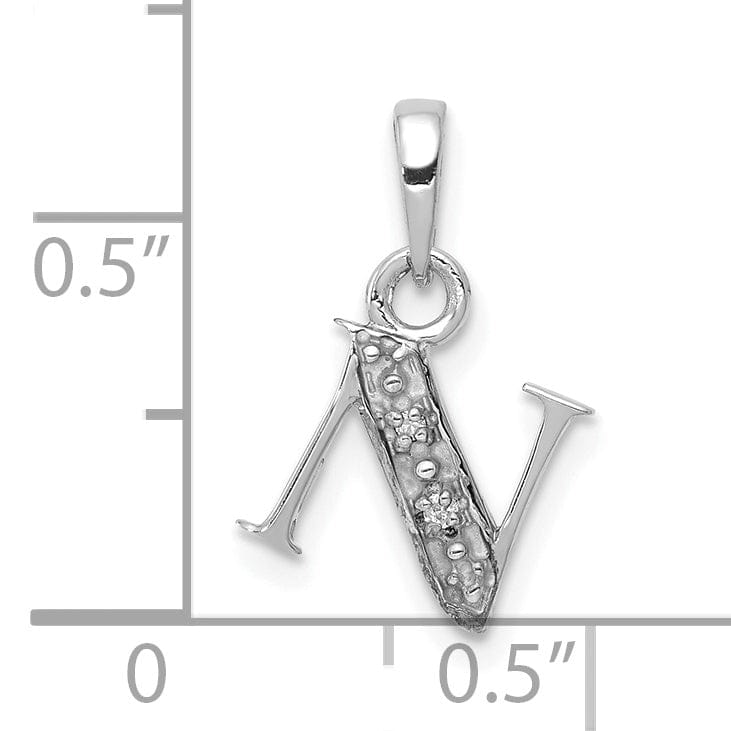 Lovely Rita's Pendants & Charms 14K White Gold Small 0.01CT Diamond Letter N Initial Block Pendant
