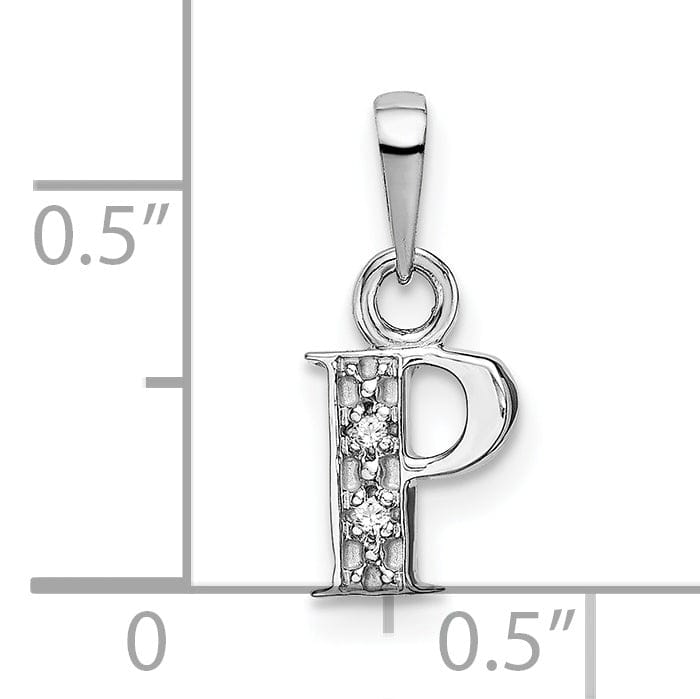 Lovely Rita's Pendants & Charms 14K White Gold Small 0.01CT Diamond Letter P Initial Block Pendant