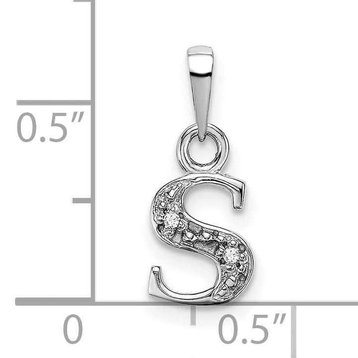 Lovely Rita's Pendants & Charms 14K White Gold Small 0.01CT Diamond Letter S Initial Block Pendant