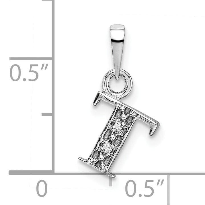Lovely Rita's Pendants & Charms 14K White Gold Small 0.01CT Diamond Letter T Initial Block Pendant