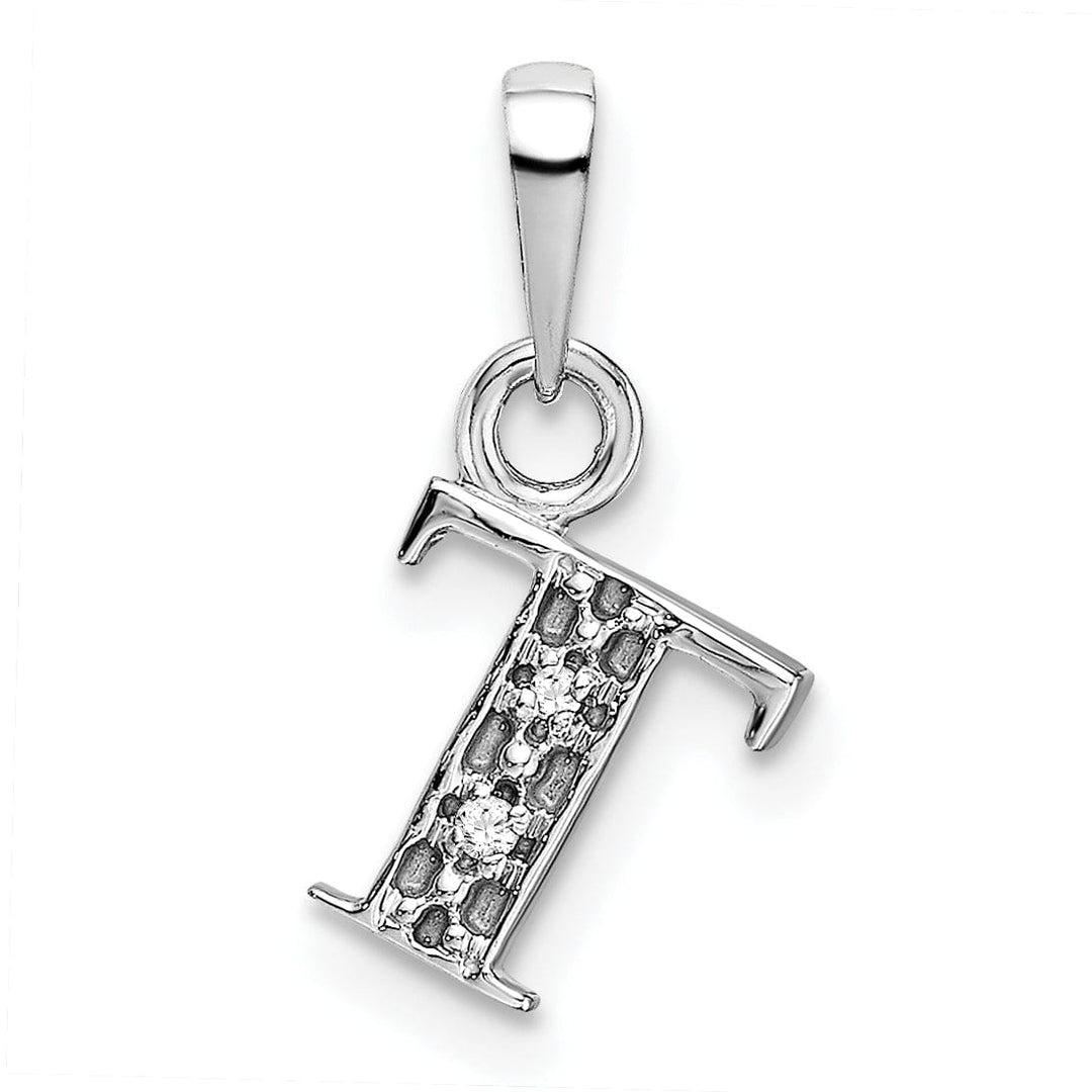Lovely Rita's Pendants & Charms 14K White Gold Small 0.01CT Diamond Letter T Initial Block Pendant