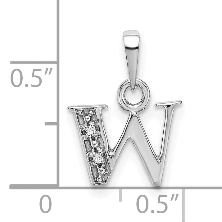 Lovely Rita's Pendants & Charms 14K White Gold Small 0.01CT Diamond Letter W Initial Block Pendant
