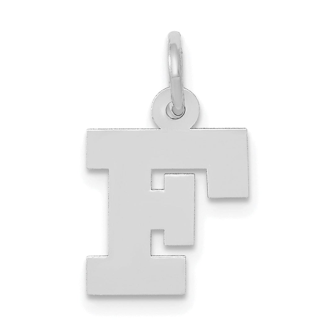 Lovely Rita's Pendants & Charms 14k White Gold Small Block Design Letter F Initial Pendant