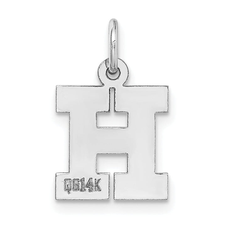 Lovely Rita's Pendants & Charms 14k White Gold Small Block Design Letter H Initial Pendant
