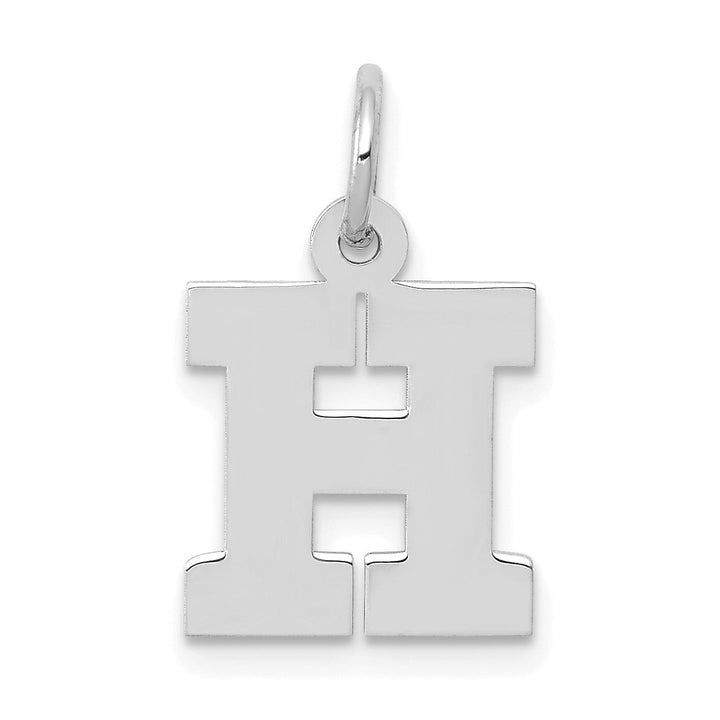 Lovely Rita's Pendants & Charms 14k White Gold Small Block Design Letter H Initial Pendant