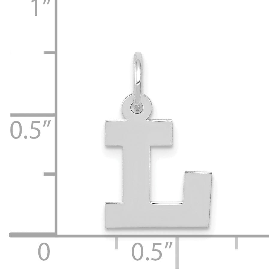 Lovely Rita's Pendants & Charms 14k White Gold Small Block Design Letter L Initial Pendant