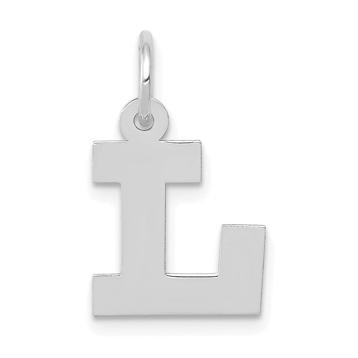 Lovely Rita's Pendants & Charms 14k White Gold Small Block Design Letter L Initial Pendant