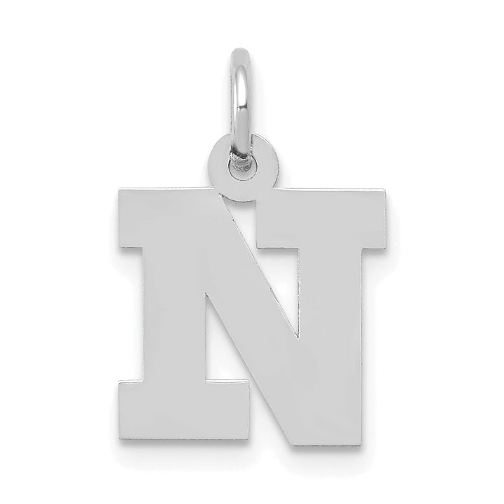 Lovely Rita's Pendants & Charms 14k White Gold Small Block Design Letter N Initial Pendant