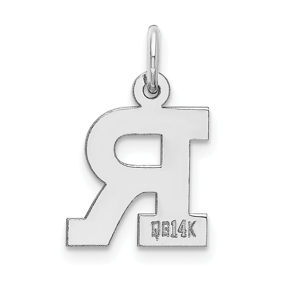 Lovely Rita's Pendants & Charms 14k White Gold Small Block Design Letter R Initial Pendant