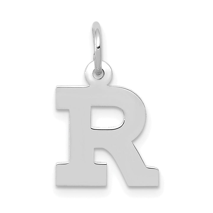 Lovely Rita's Pendants & Charms 14k White Gold Small Block Design Letter R Initial Pendant