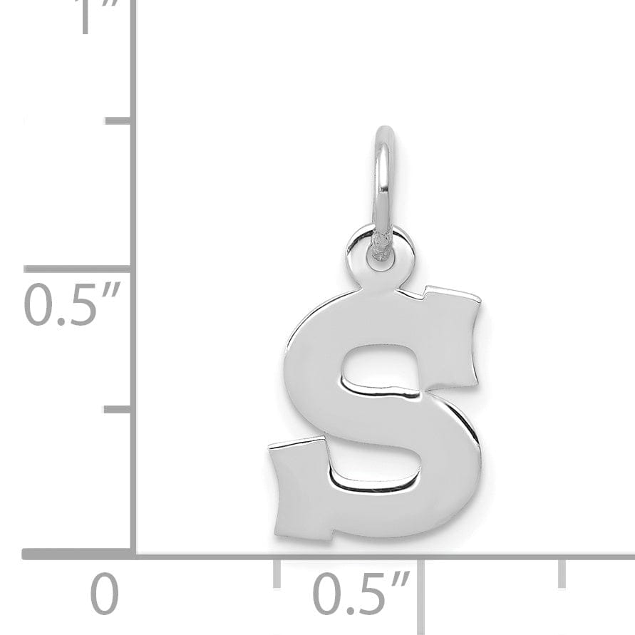 Lovely Rita's Pendants & Charms 14k White Gold Small Block Design Letter S Initial Pendant