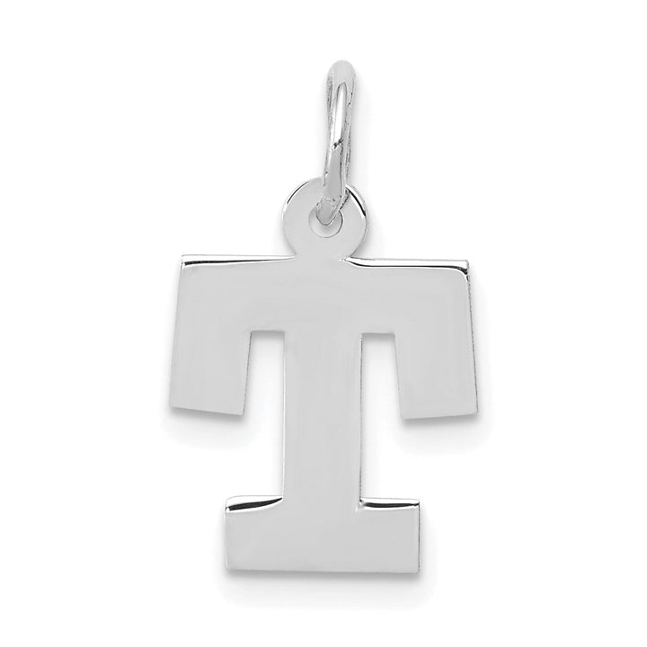 Lovely Rita's Pendants & Charms 14k White Gold Small Block Design Letter T Initial Pendant
