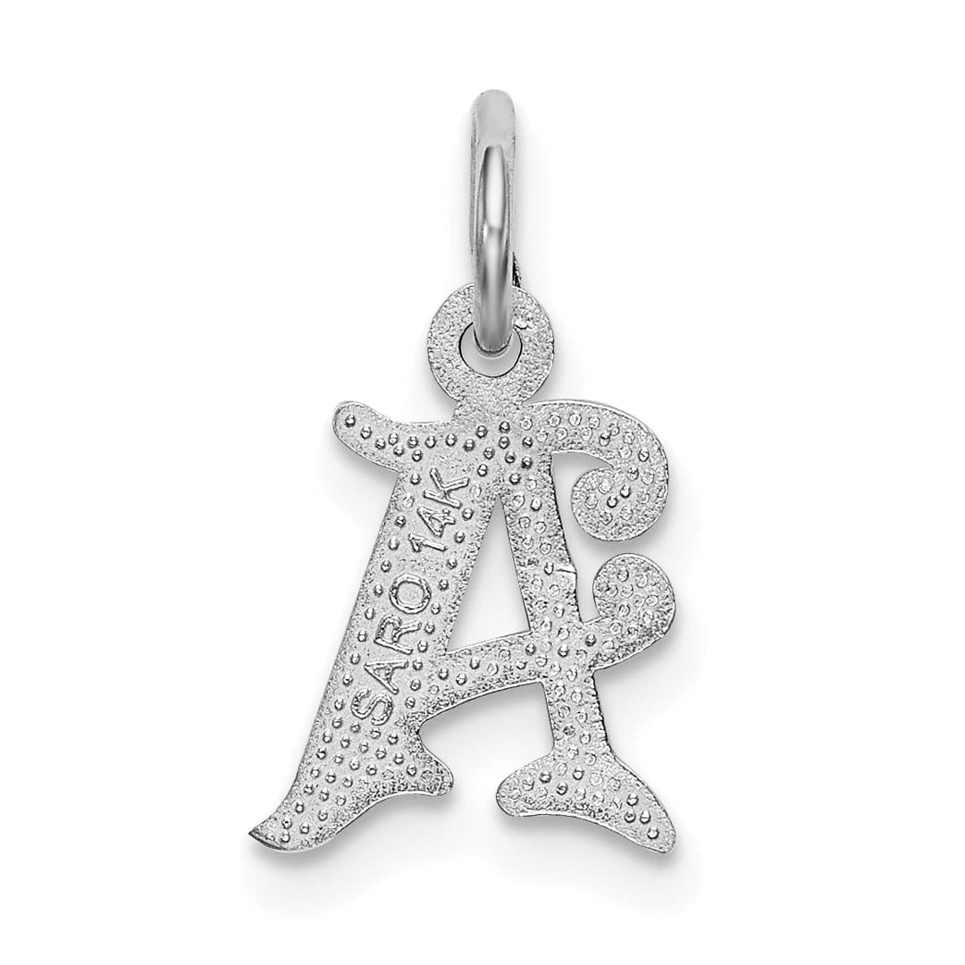 Lovely Rita's Pendants & Charms 14k White Gold  Small Script Design Letter A Initial Charm Pendant