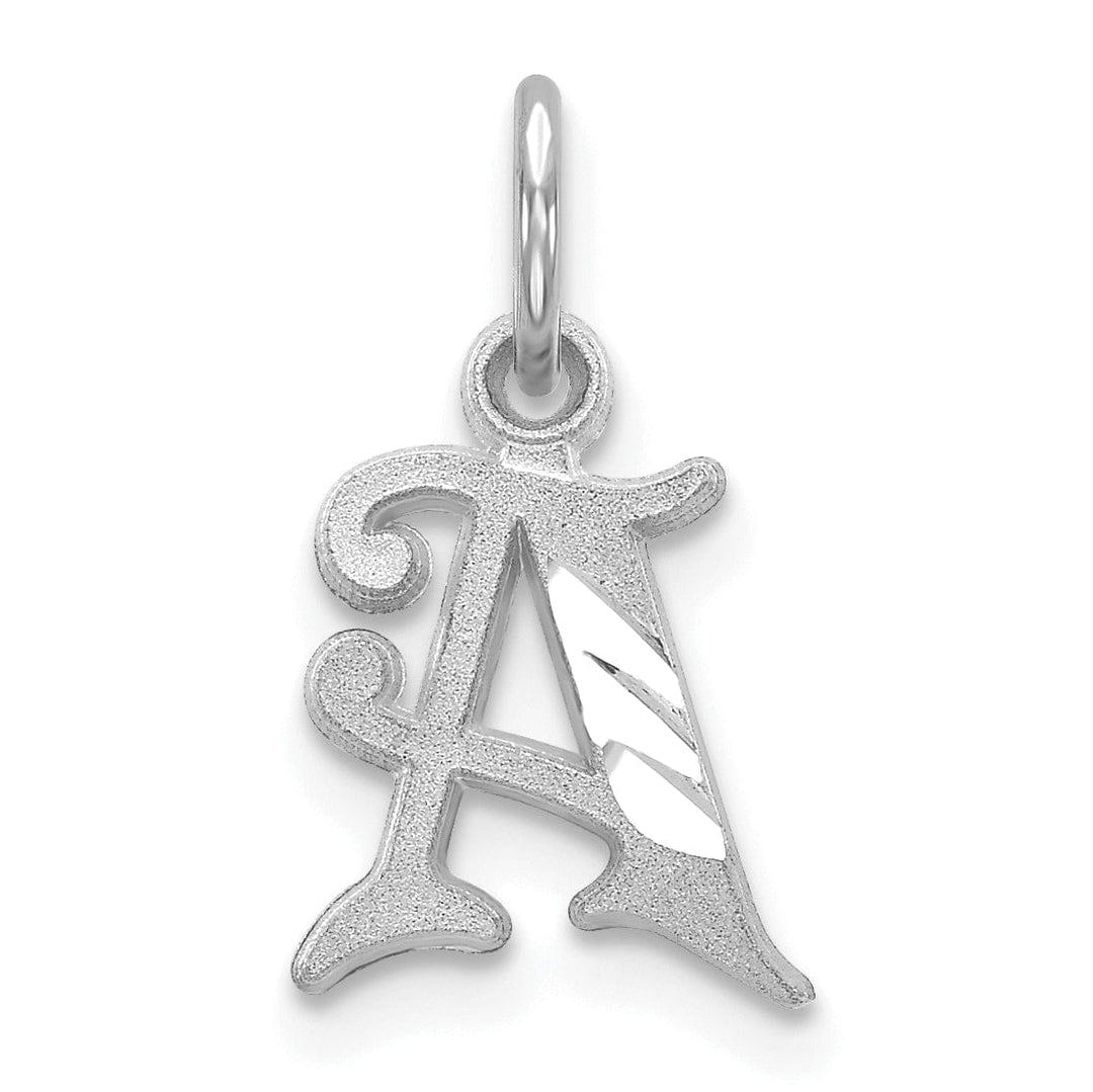 Lovely Rita's Pendants & Charms 14k White Gold  Small Script Design Letter A Initial Charm Pendant