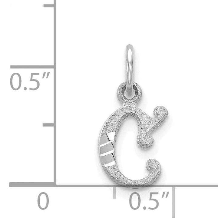 Lovely Rita's Pendants & Charms 14k White Gold  Small Script Design Letter C Initial Charm Pendant