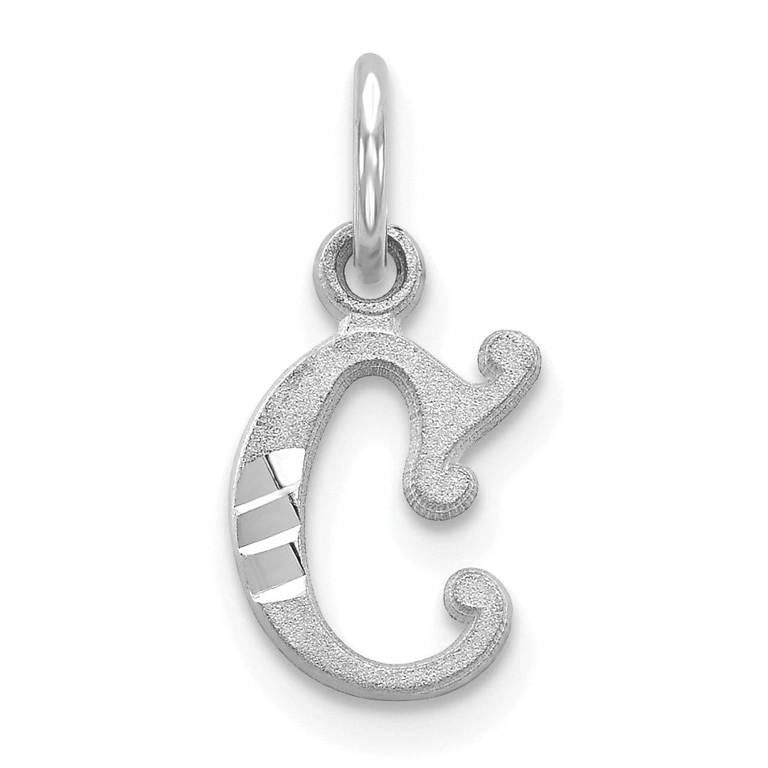 Lovely Rita's Pendants & Charms 14k White Gold  Small Script Design Letter C Initial Charm Pendant