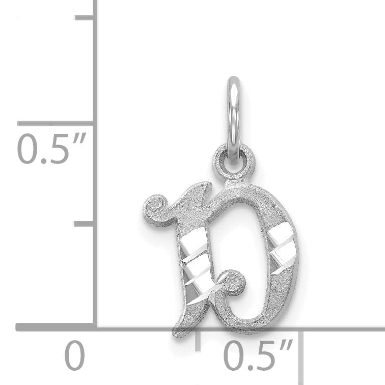 Lovely Rita's Pendants & Charms 14k White Gold  Small Script Design Letter D Initial Charm Pendant