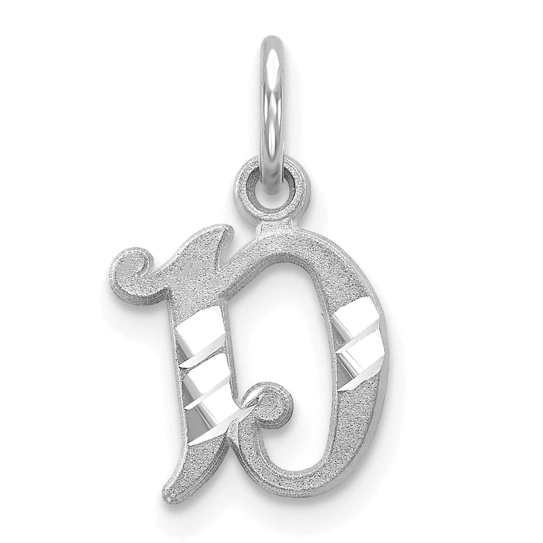 Lovely Rita's Pendants & Charms 14k White Gold  Small Script Design Letter D Initial Charm Pendant