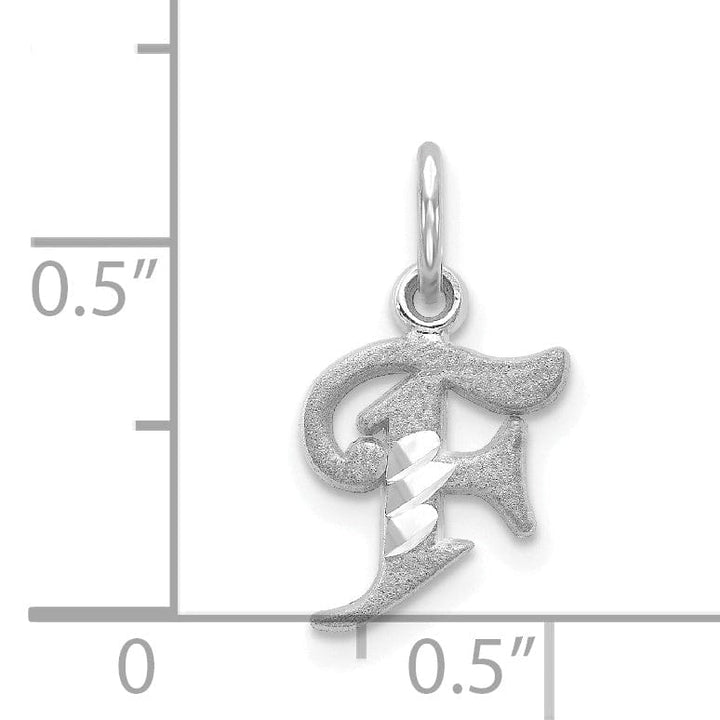 Lovely Rita's Pendants & Charms 14k White Gold  Small Script Design Letter F Initial Charm Pendant