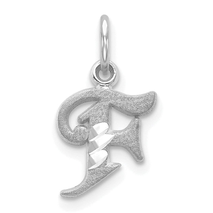 Lovely Rita's Pendants & Charms 14k White Gold  Small Script Design Letter F Initial Charm Pendant