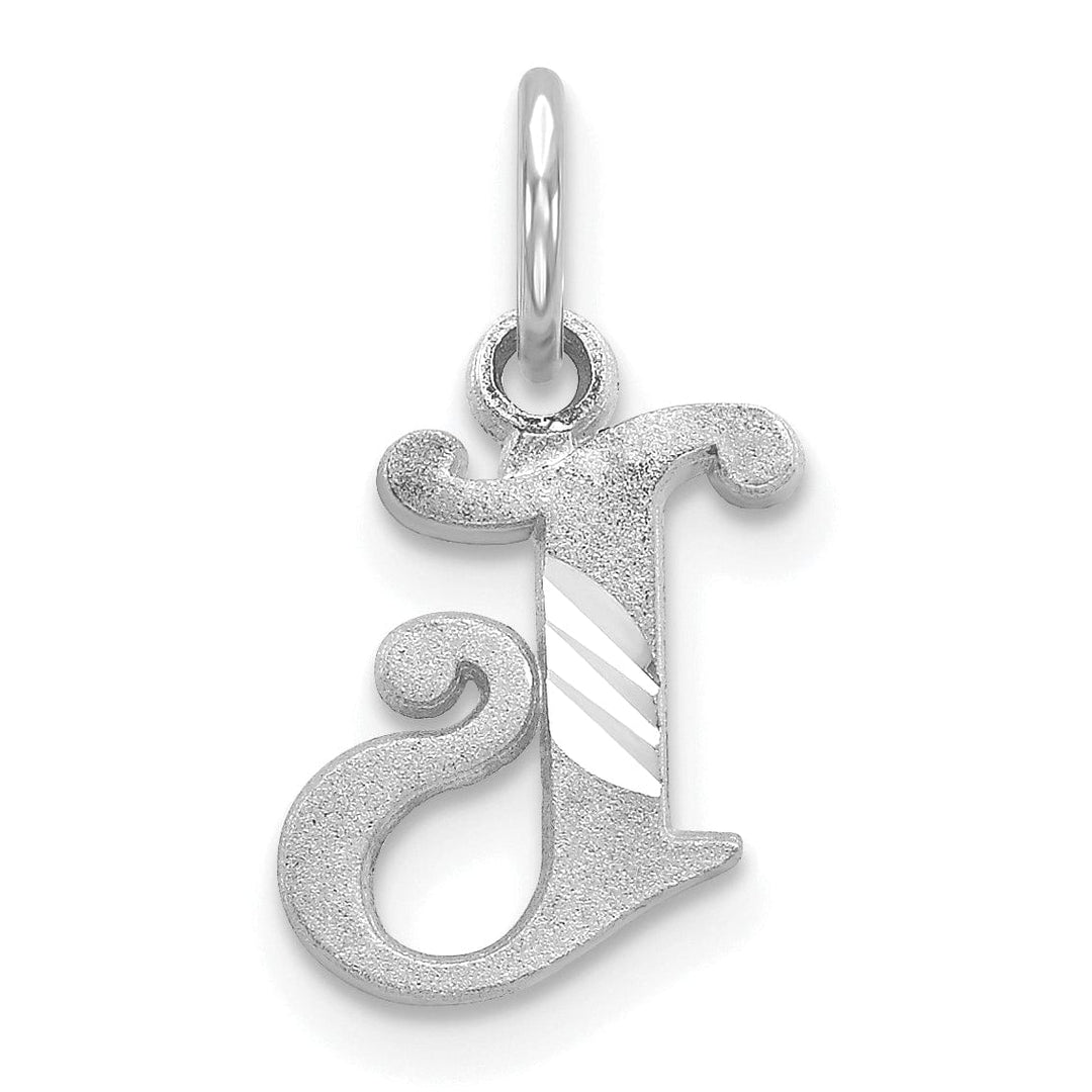Lovely Rita's Pendants & Charms 14k White Gold  Small Script Design Letter J Initial Charm Pendant