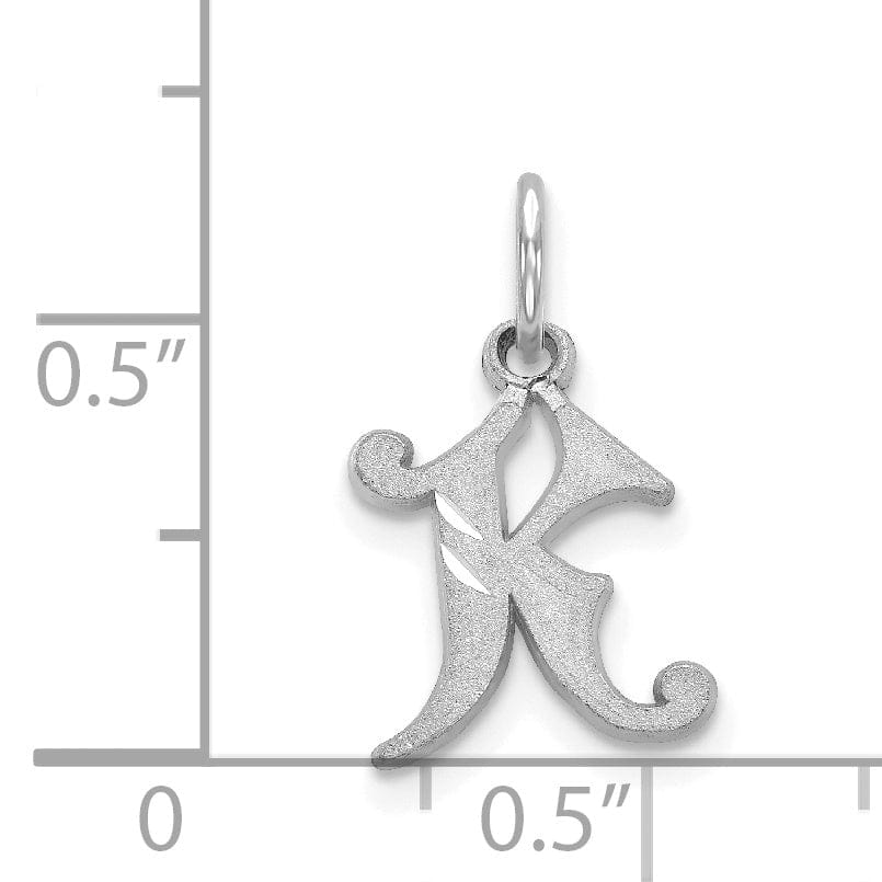 Lovely Rita's Pendants & Charms 14k White Gold  Small Script Design Letter K Initial Charm Pendant