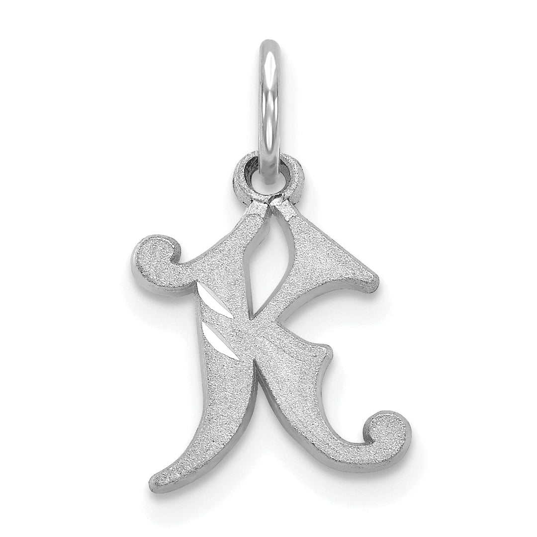 Lovely Rita's Pendants & Charms 14k White Gold  Small Script Design Letter K Initial Charm Pendant