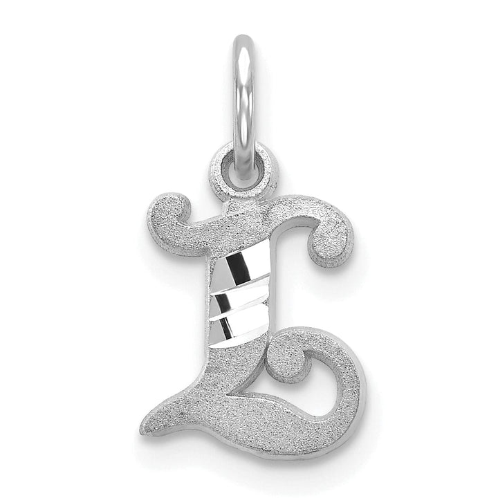 Lovely Rita's Pendants & Charms 14k White Gold  Small Script Design Letter L Initial Charm Pendant