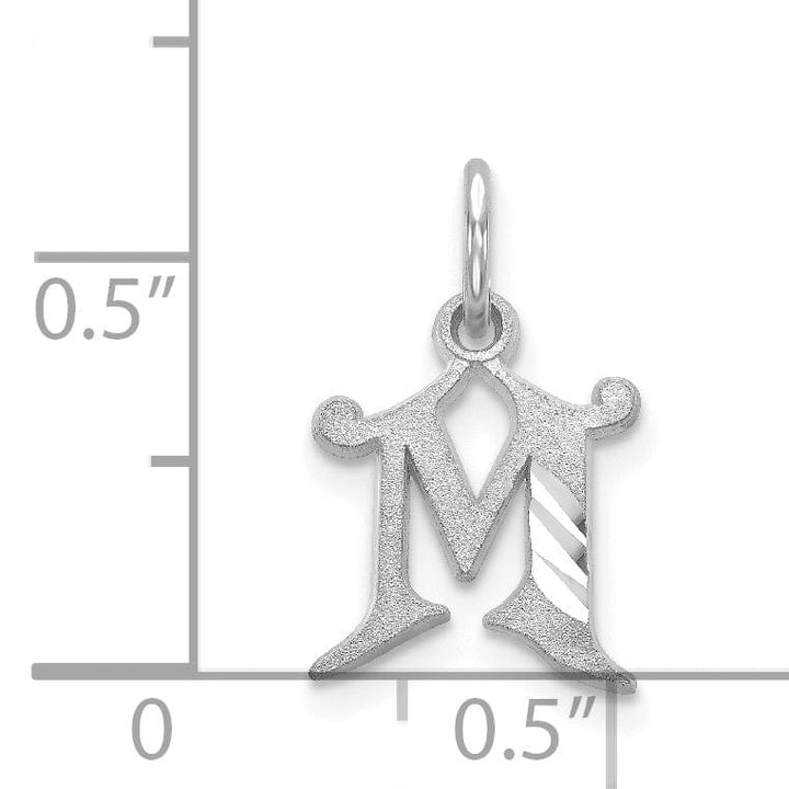 Lovely Rita's Pendants & Charms 14k White Gold  Small Script Design Letter M Initial Charm Pendant