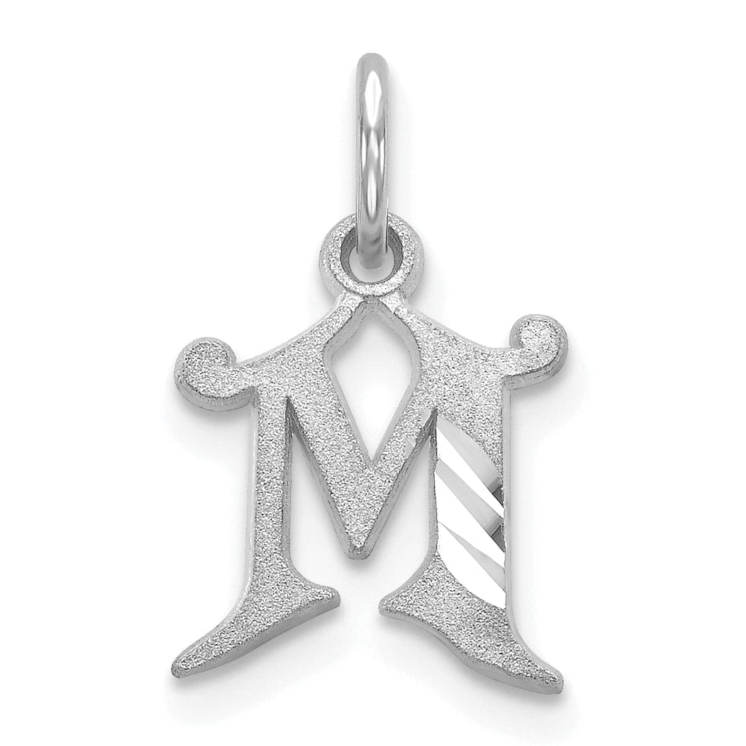 Lovely Rita's Pendants & Charms 14k White Gold  Small Script Design Letter M Initial Charm Pendant