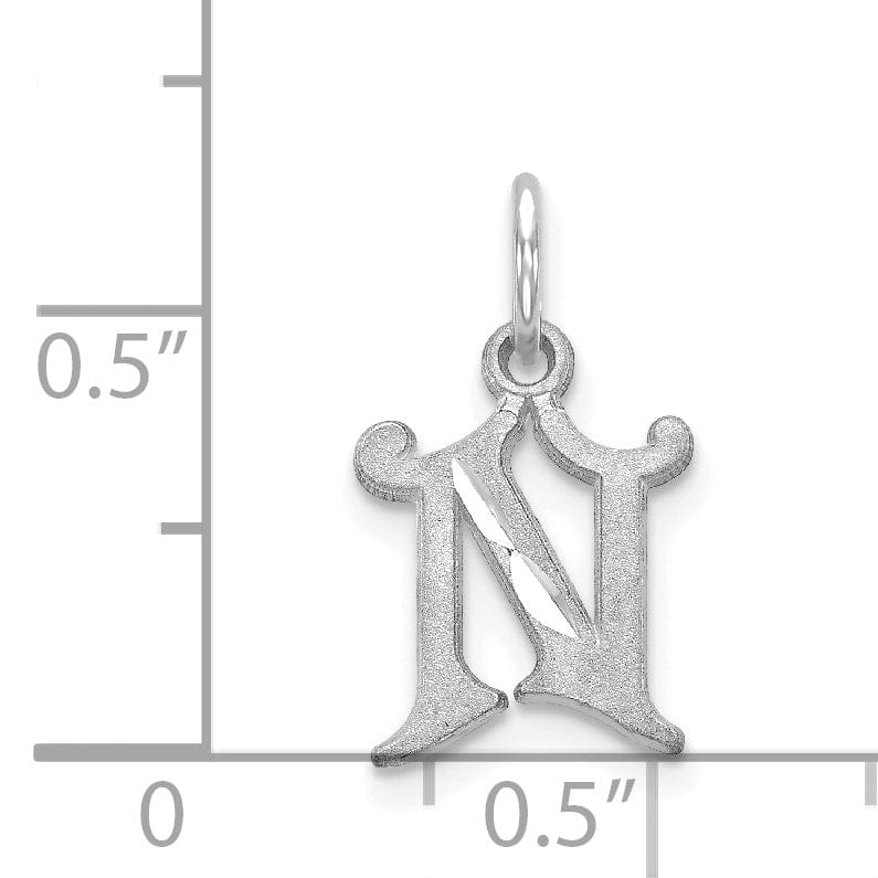 Lovely Rita's Pendants & Charms 14k White Gold  Small Script Design Letter N Initial Charm Pendant
