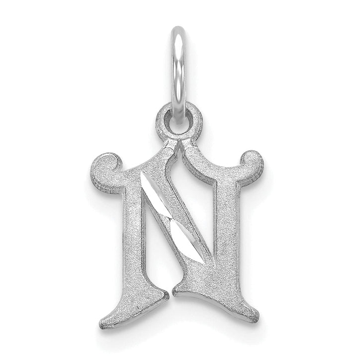 Lovely Rita's Pendants & Charms 14k White Gold  Small Script Design Letter N Initial Charm Pendant