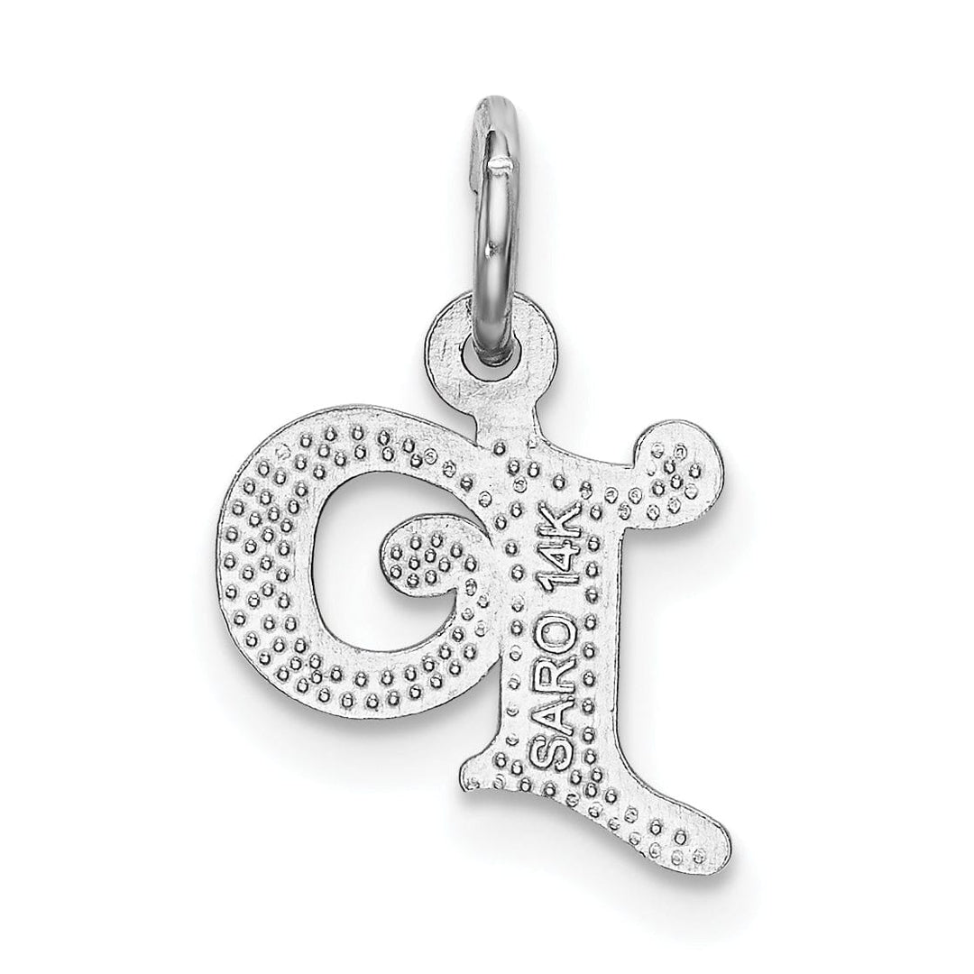 Lovely Rita's Pendants & Charms 14k White Gold  Small Script Design Letter P Initial Charm Pendant