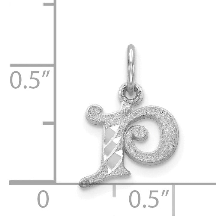 Lovely Rita's Pendants & Charms 14k White Gold  Small Script Design Letter P Initial Charm Pendant