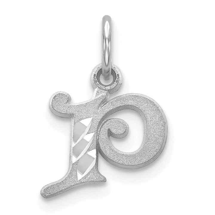 Lovely Rita's Pendants & Charms 14k White Gold  Small Script Design Letter P Initial Charm Pendant