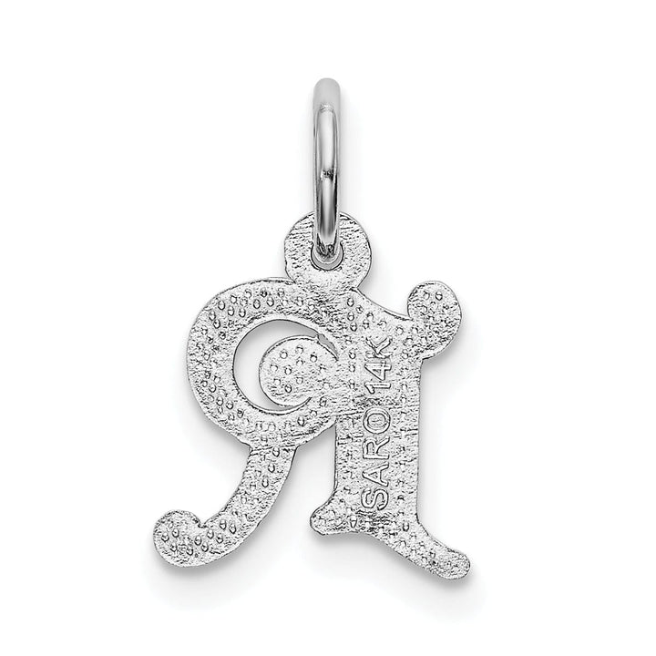 Lovely Rita's Pendants & Charms 14k White Gold  Small Script Design Letter R Initial Charm Pendant
