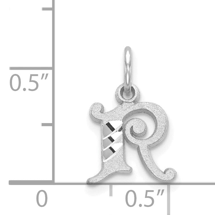 Lovely Rita's Pendants & Charms 14k White Gold  Small Script Design Letter R Initial Charm Pendant