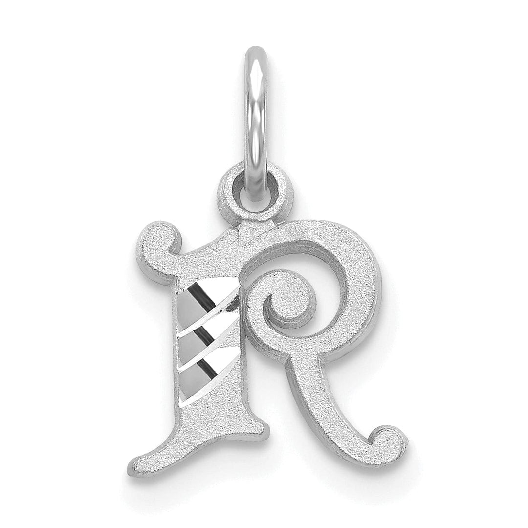 Lovely Rita's Pendants & Charms 14k White Gold  Small Script Design Letter R Initial Charm Pendant