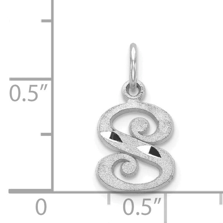 Lovely Rita's Pendants & Charms 14k White Gold  Small Script Design Letter S Initial Charm Pendant